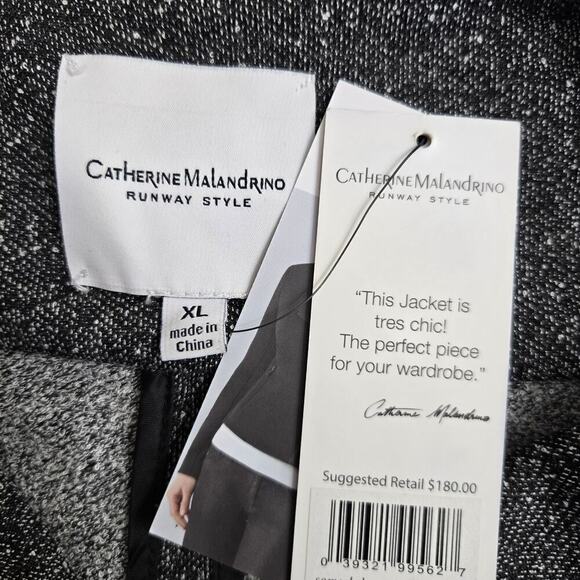 NWT Catherine Malandrino Gray Asymmetrical Zip Moto Jacket XL Knit Goth Rock - Picture 5 of 7